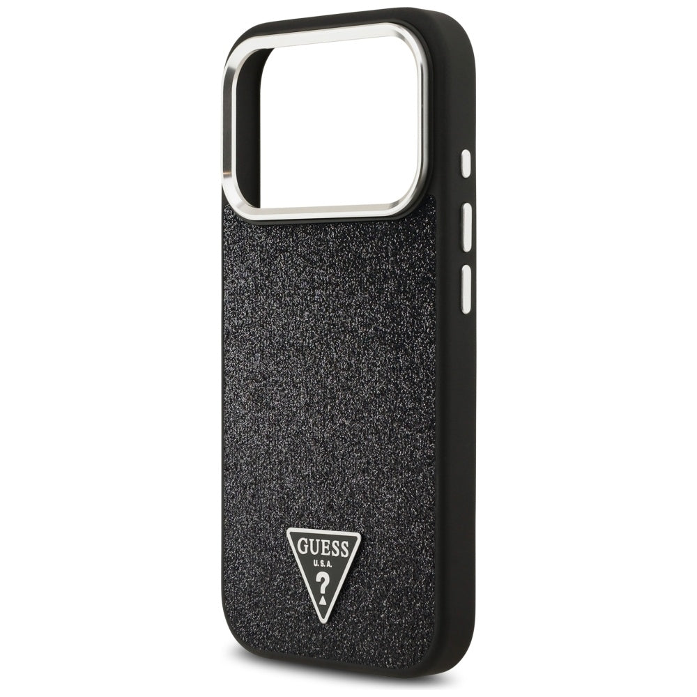 Guess Glitter Triangle Logo MagSafe Case til iPhone 17 Pro - sort