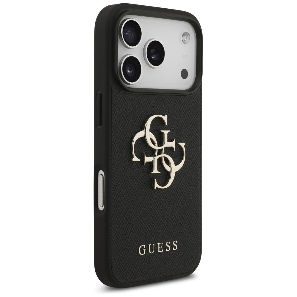 Guess Grained Big 4G & Classic Logo-kasse til iPhone 17 Pro - sort