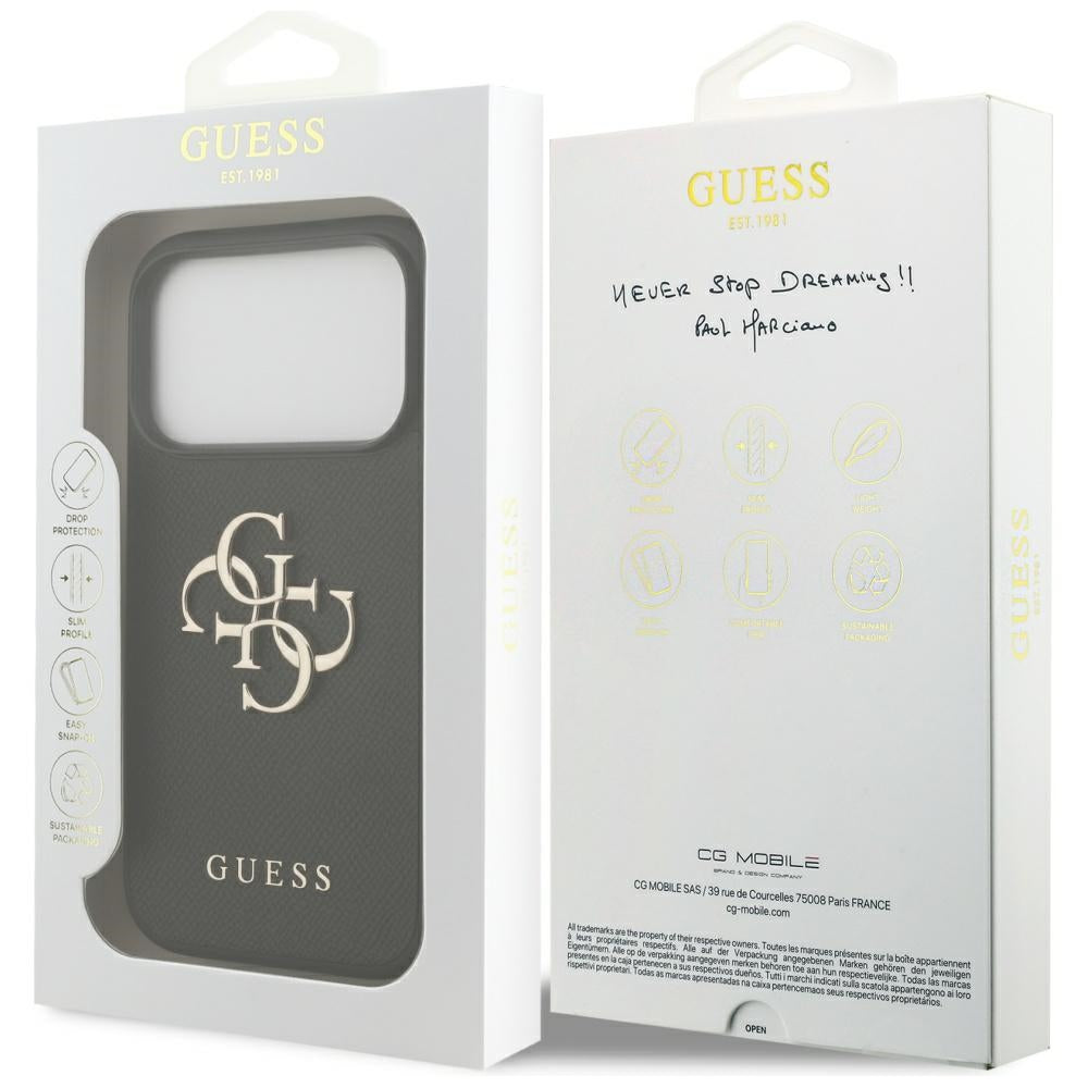 Guess Grained Big 4G & Classic Logo-kasse til iPhone 17 Pro - sort