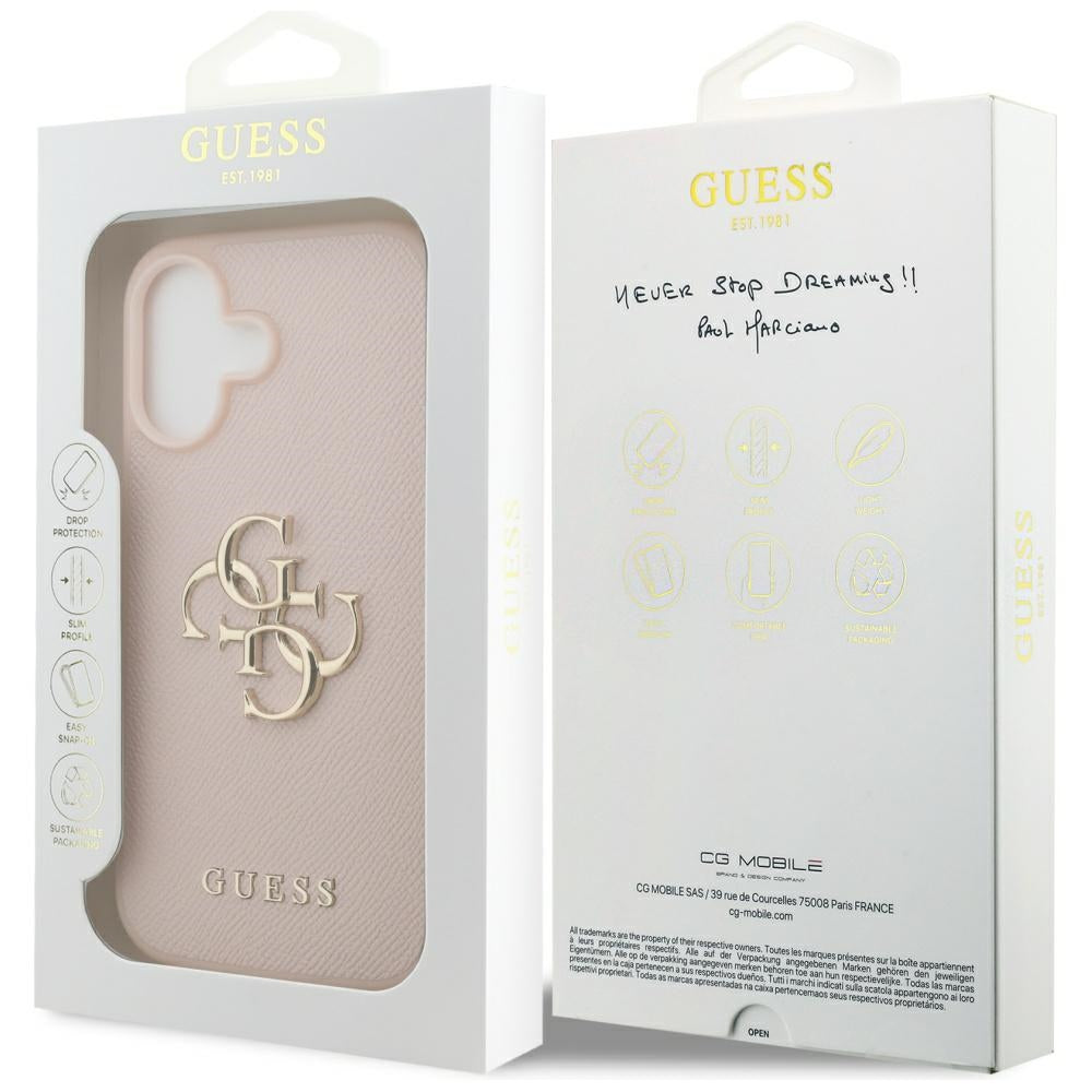 Guess Grained Big 4G & Classic Logo iPhone 17 Case - Pink