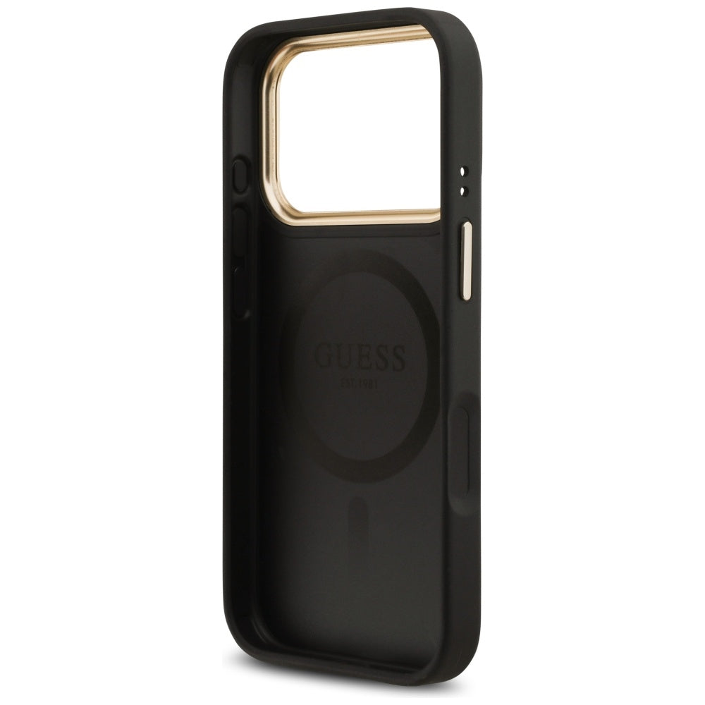 Guess Grained Strass Logo MagSafe-hylster til iPhone 17 Pro - sort