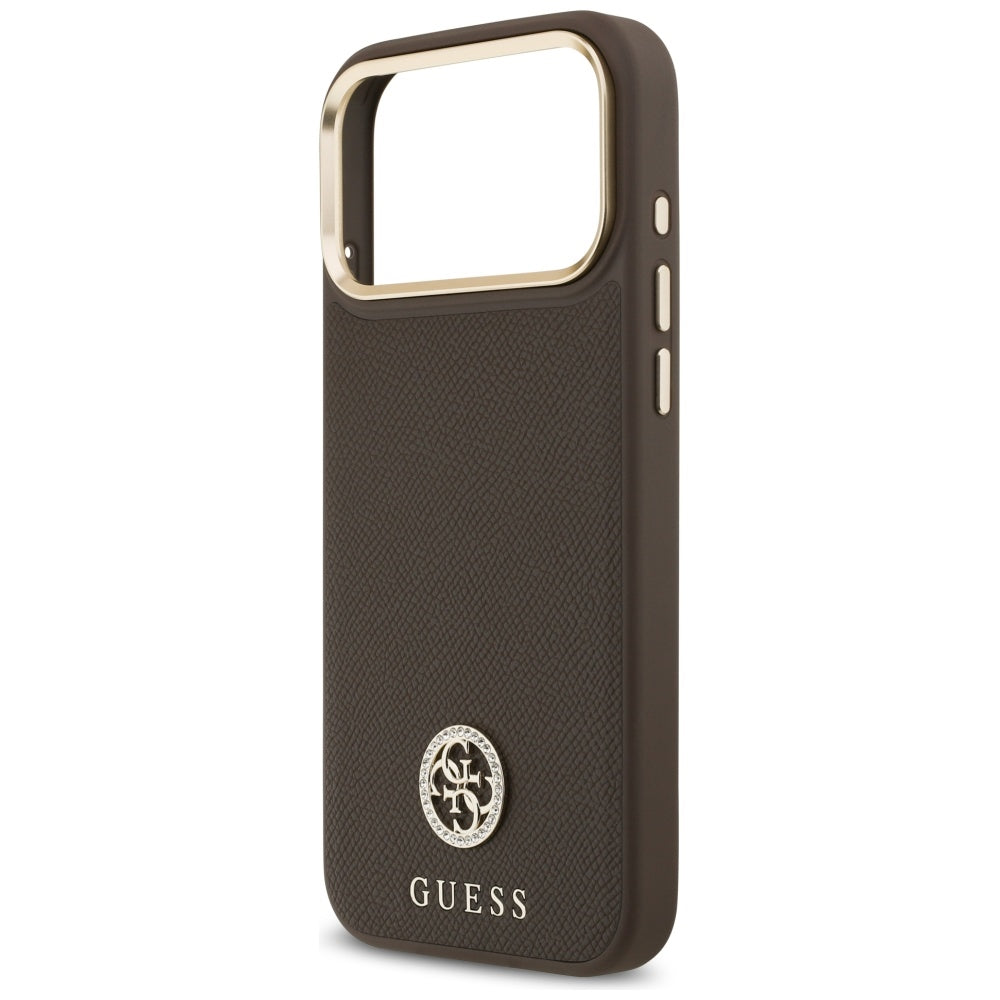 Guess Grained Strass Logo MagSafe Case til iPhone 17 Pro Max - Brunt