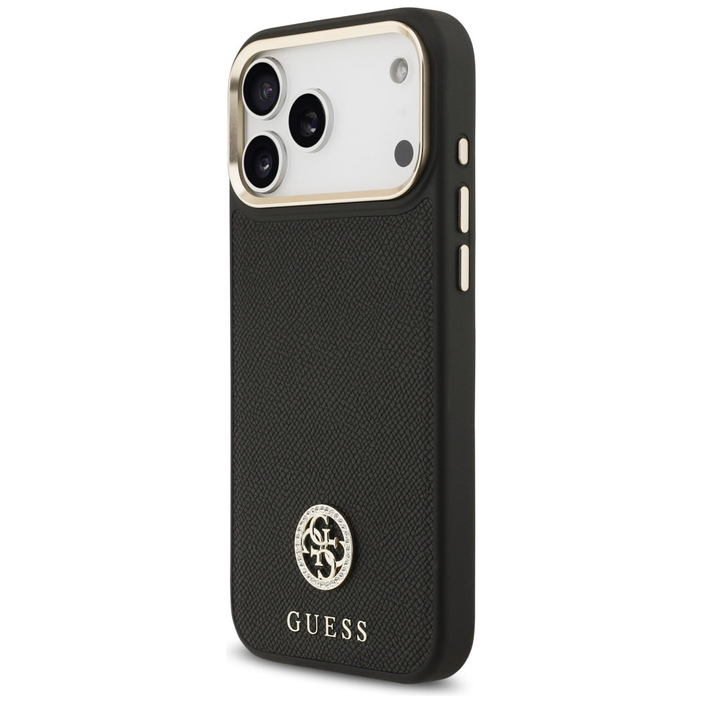 Guess Grained Strass Logo MagSafe-fodral til iPhone 17 Pro Max - sort