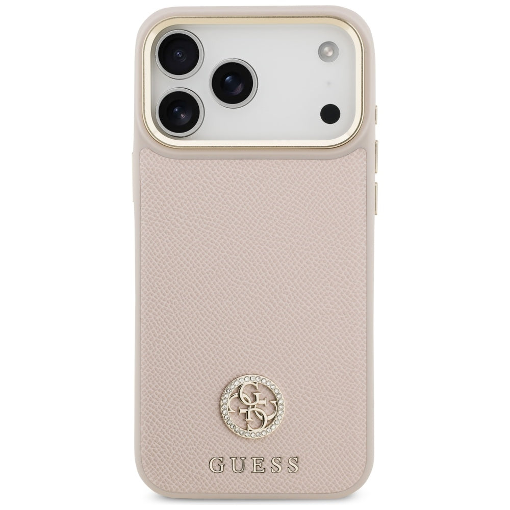 Guess Grained Strass Logo MagSafe-fodral til iPhone 17 Pro Max - lyserød