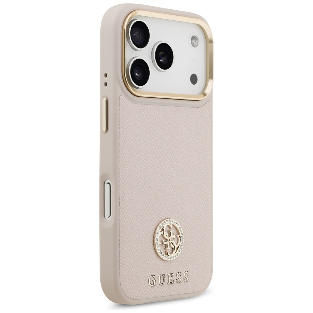 Guess Grained Strass Logo MagSafe-hylster til iPhone 17 Pro - pink