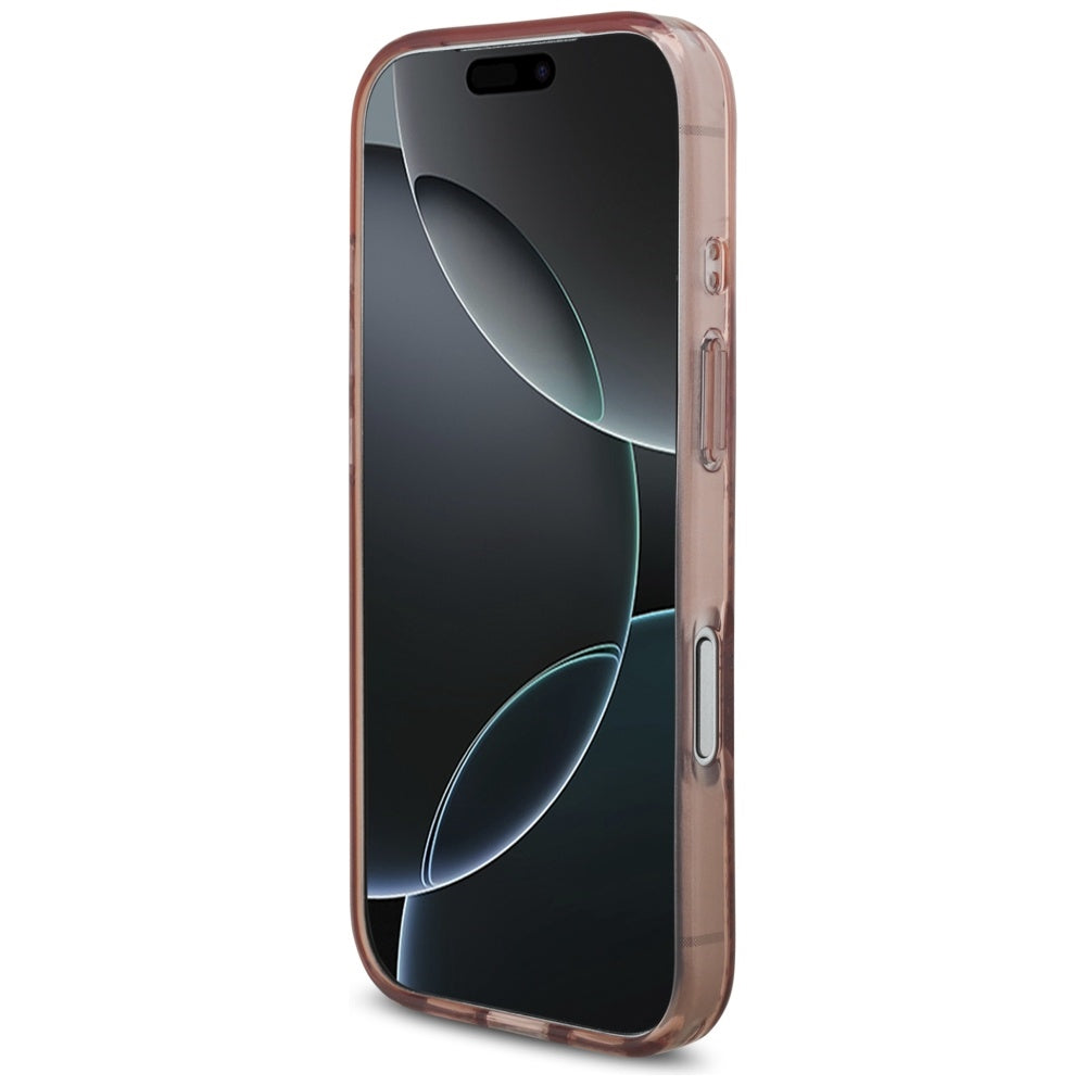 Guess IML Flowers Pearl Strap MagSafe Case til iPhone 17 Pro - Pink