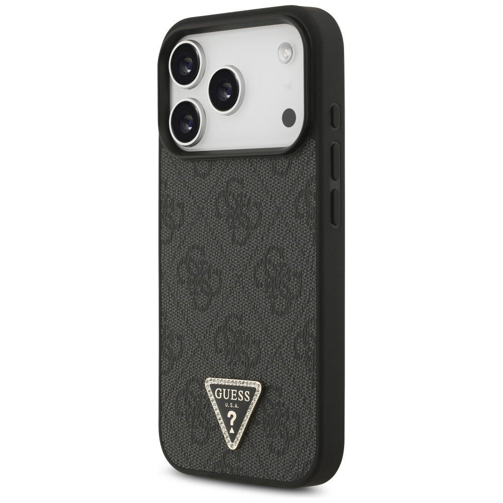 Guess læder 4G Triangle Strass MagSafe Case til iPhone 17 Pro - sort