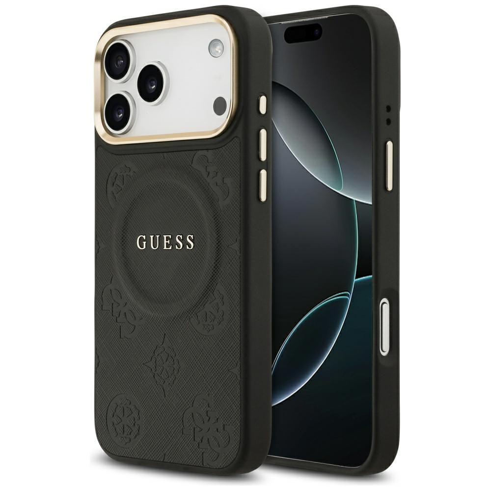 Guess Peony Hot Stamp MagSafe Case til iPhone 17 Pro Max - sort