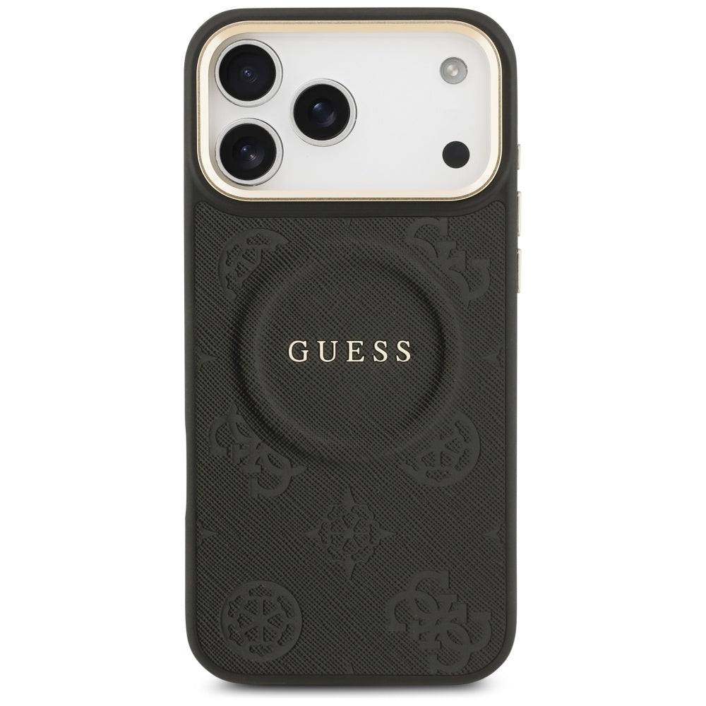 Guess Peony Hot Stamp MagSafe Case til iPhone 17 Pro Max - sort
