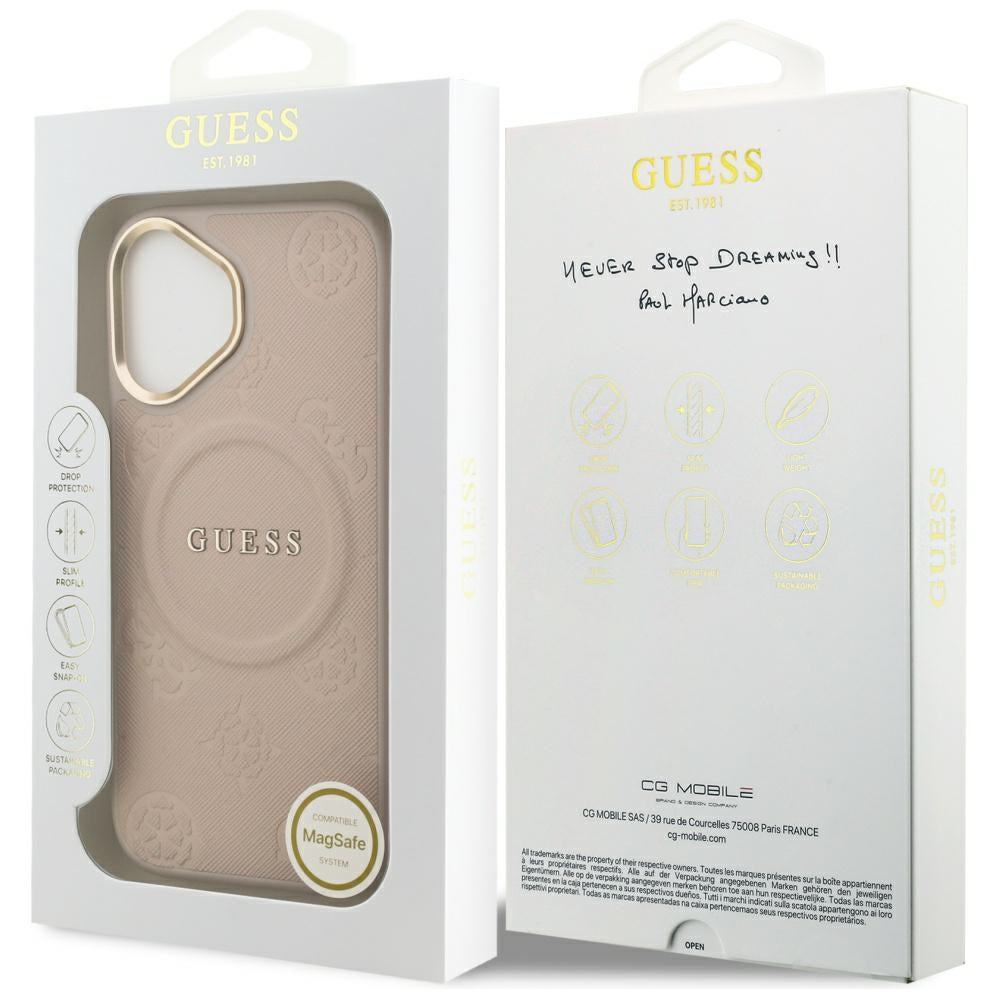 Guess Peony Hot Stamp MagSafe iPhone 17 Case - Pink