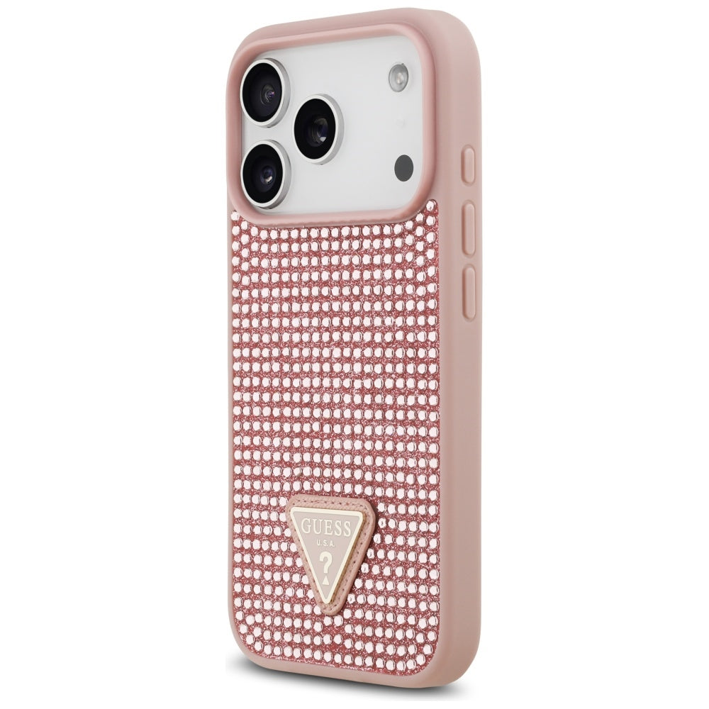 Gæt Rhinestone Triangle Logo iPhone 17 Pro Case - Pink
