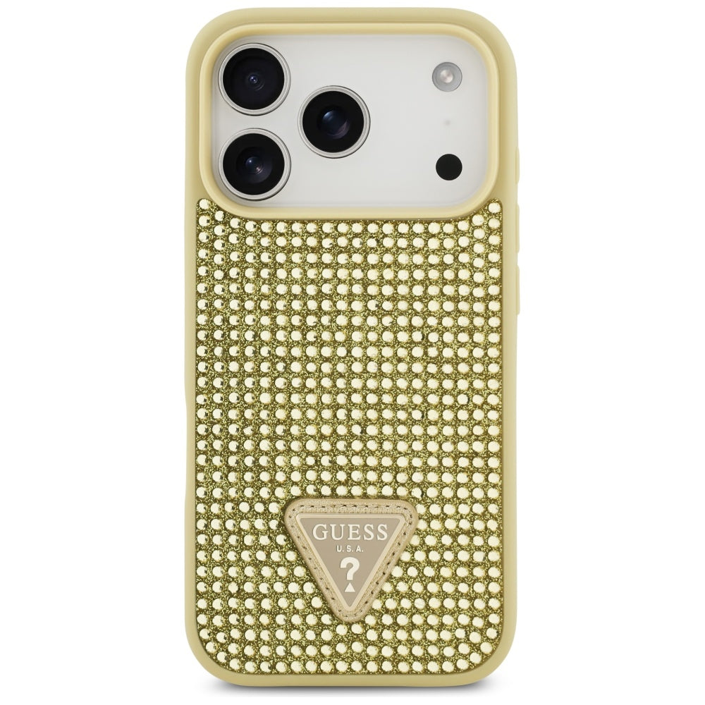 Gæt Rhinestone Triangle Logo iPhone 17 Pro Case - Guld