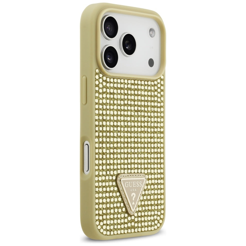 Gæt Rhinestone Triangle Logo iPhone 17 Pro Case - Guld