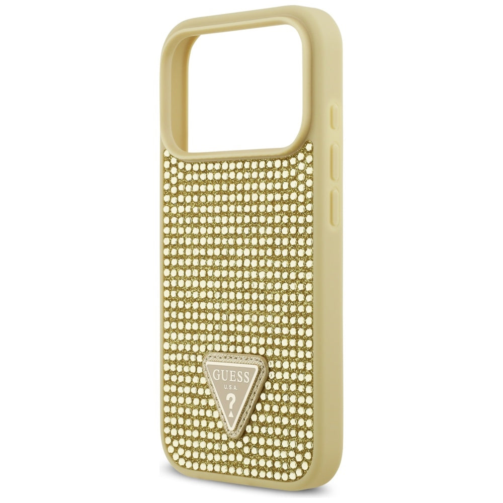 Gæt Rhinestone Triangle Logo iPhone 17 Pro Case - Guld