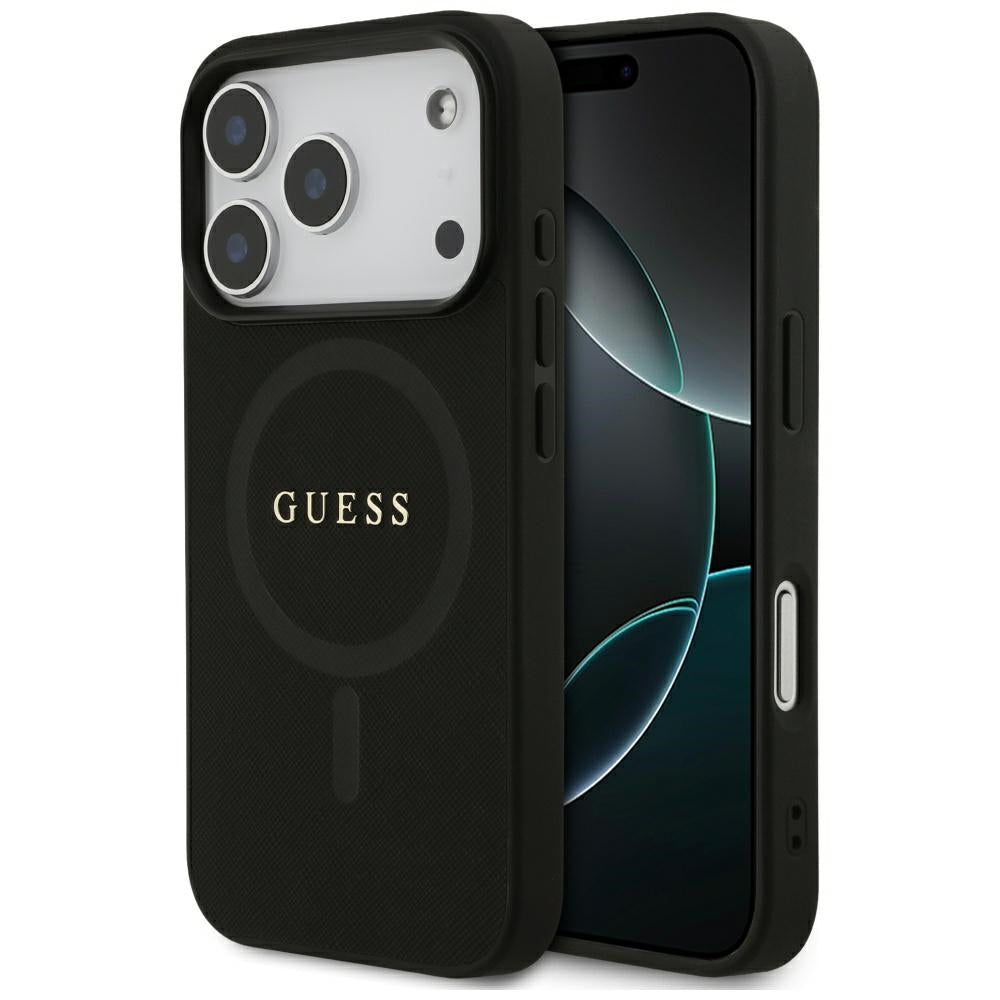 Guess Saffiano Classic Logo MagSafe Case til iPhone 17 Pro - sort