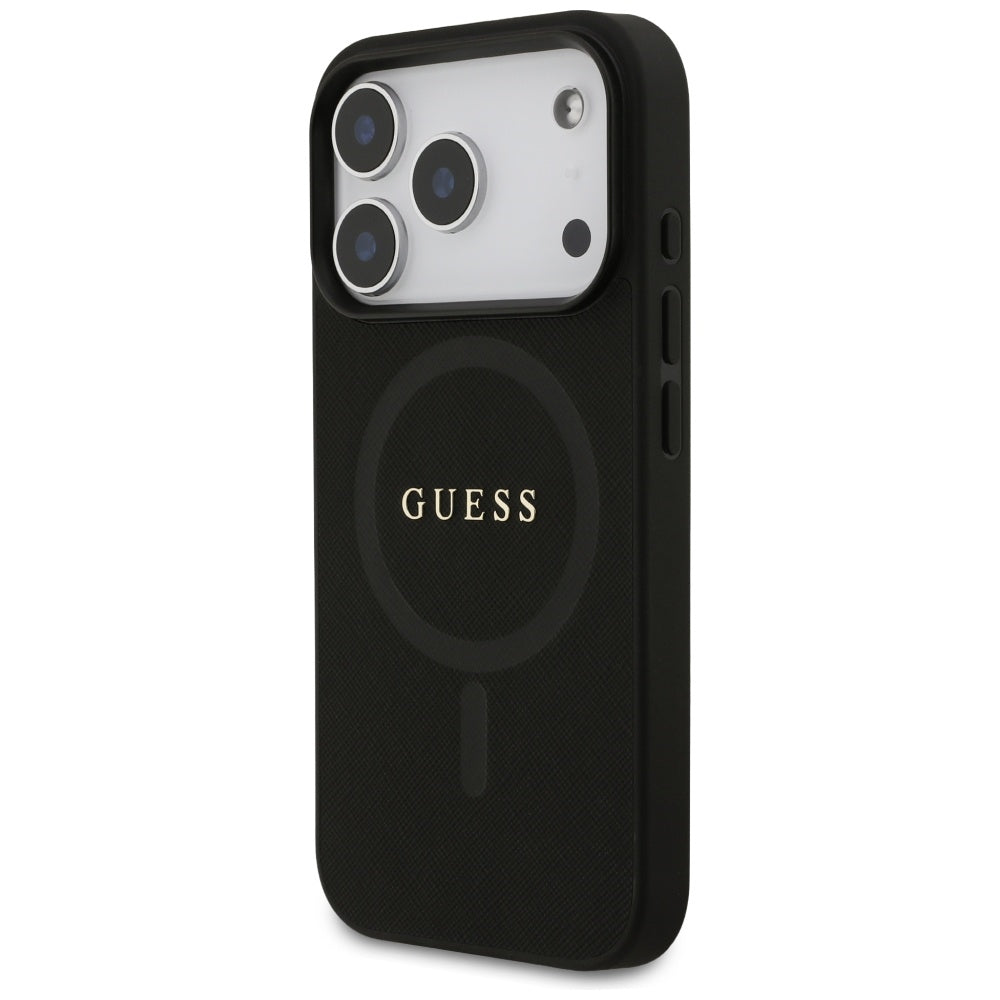 Guess Saffiano Classic Logo MagSafe Case til iPhone 17 Pro - sort