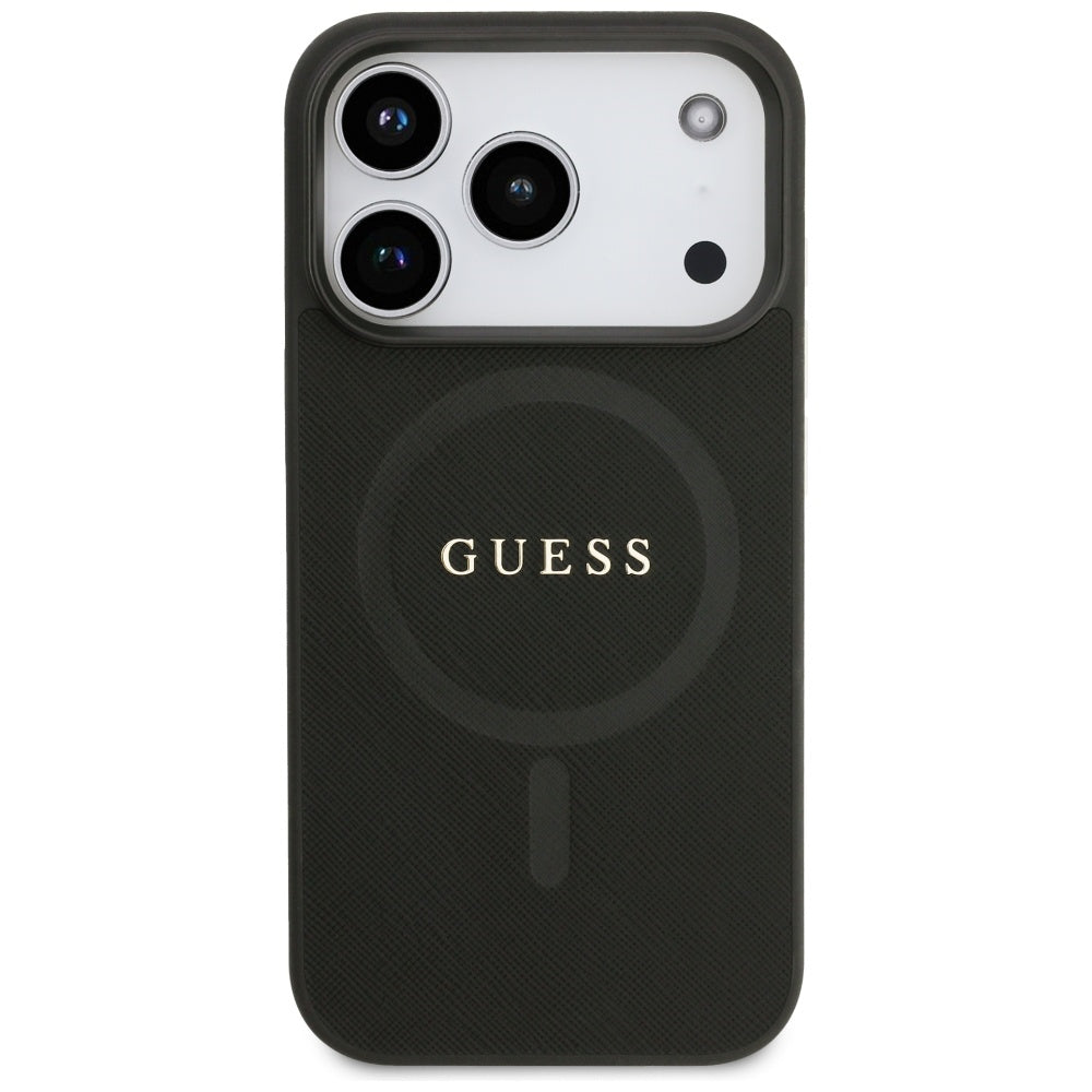 Guess Saffiano Classic Logo MagSafe Case til iPhone 17 Pro - sort