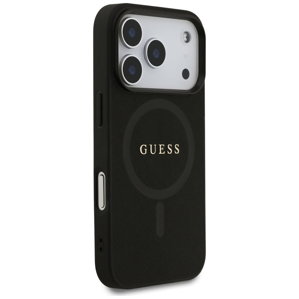 Guess Saffiano Classic Logo MagSafe Case til iPhone 17 Pro - sort