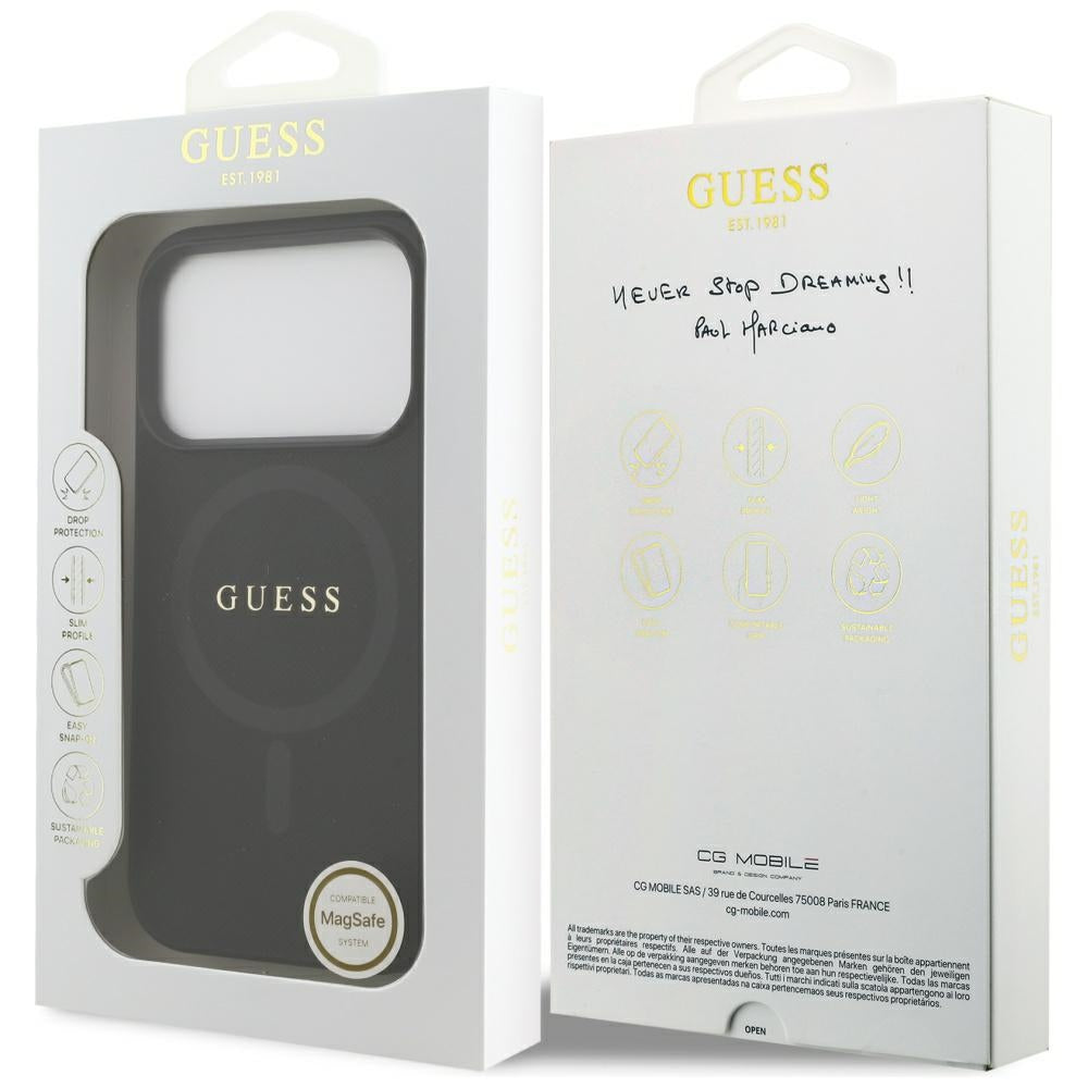 Guess Saffiano Classic Logo MagSafe Case til iPhone 17 Pro - sort