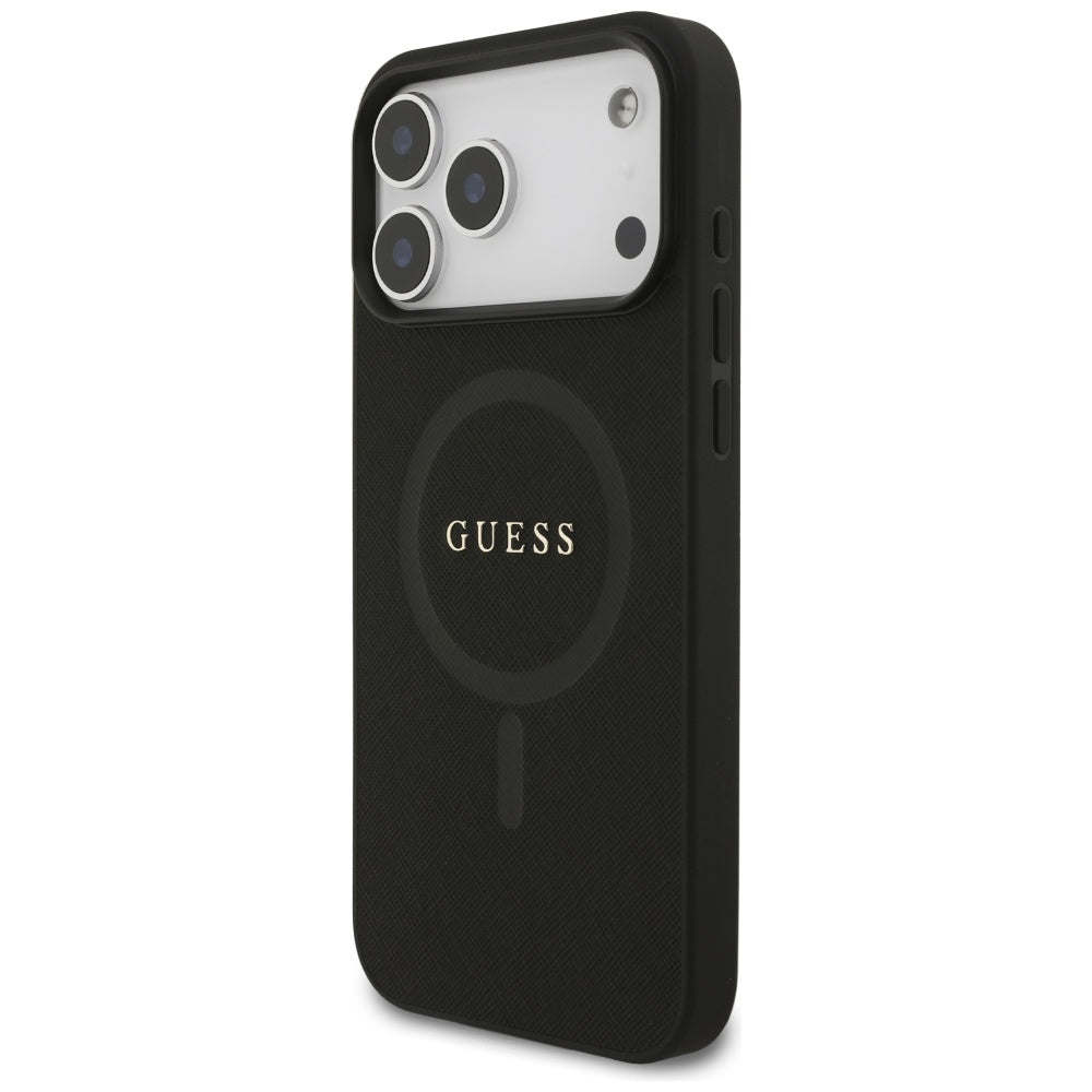 Guess Saffiano Classic Logo MagSafe Case til iPhone 17 Pro Max - sort