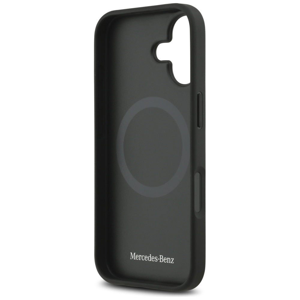 Mercedes læder Large Laurel Leave MagSafe Case til iPhone 17 - sort