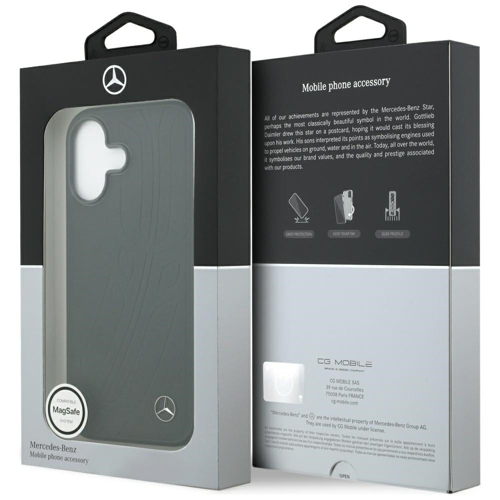 Mercedes læder Large Laurel Leave MagSafe Case til iPhone 17 - sort