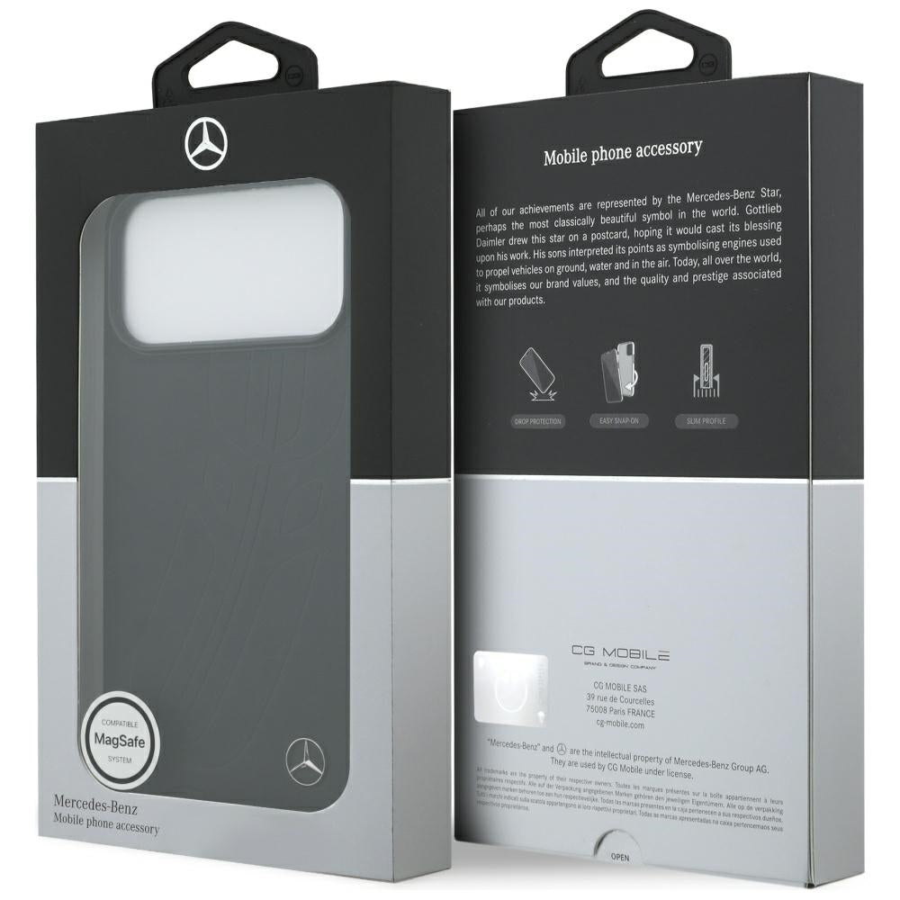 Mercedes læder Large Laurel Leave MagSafe Case til iPhone 17 Pro Max - sort