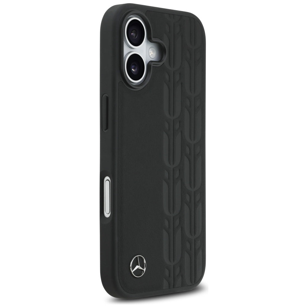 Mercedes læder Laurel Leaves MagSafe Case til iPhone 17 - sort