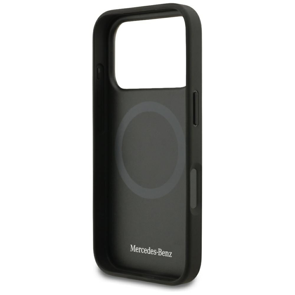Mercedes Leather Star Pattern Stripes MagSafe Case for iPhone 17 Pro - Black