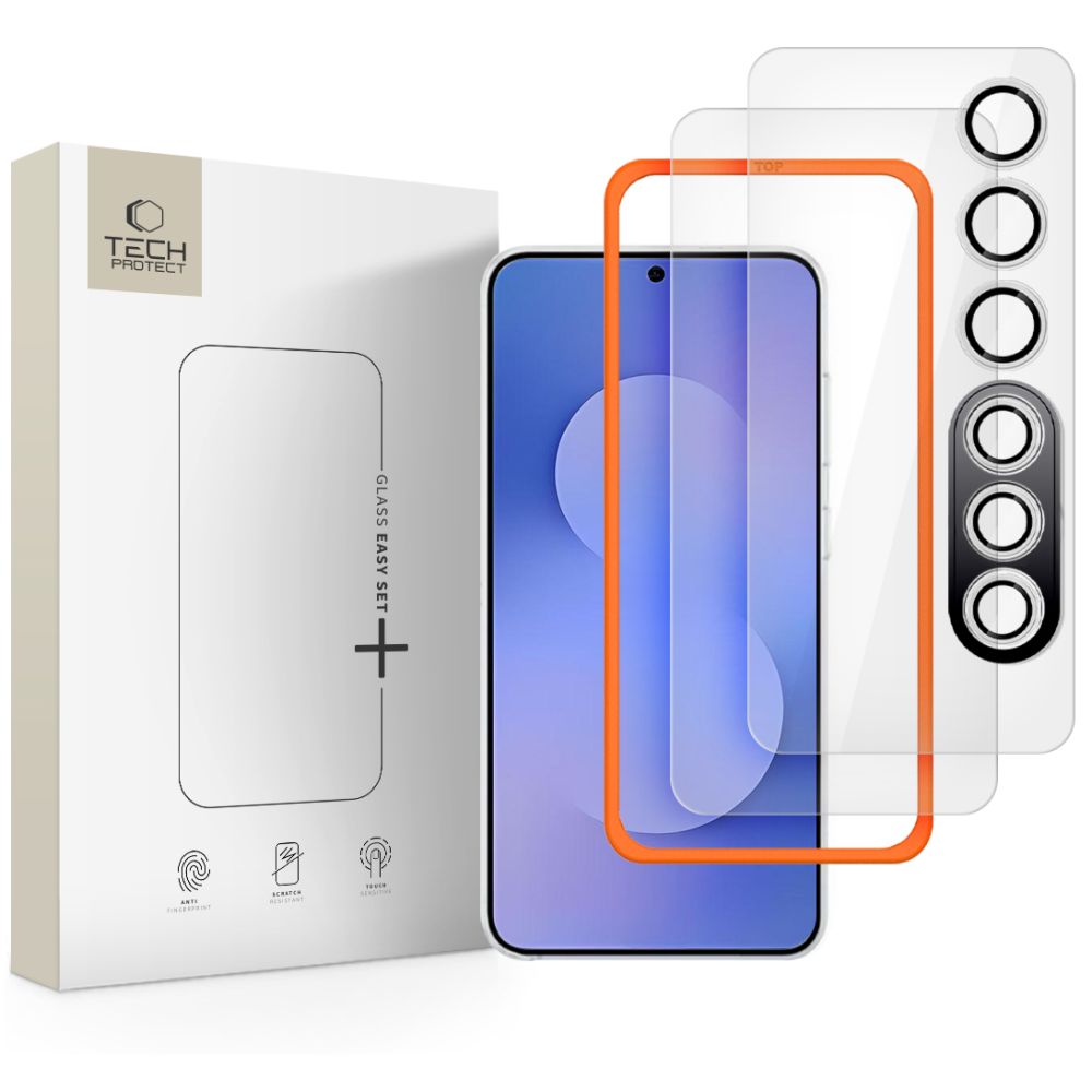 Tech-Protect Easy Set+ 3-pack hærdet glas til Samsung Galaxy S25 FE - gennemsigtigt