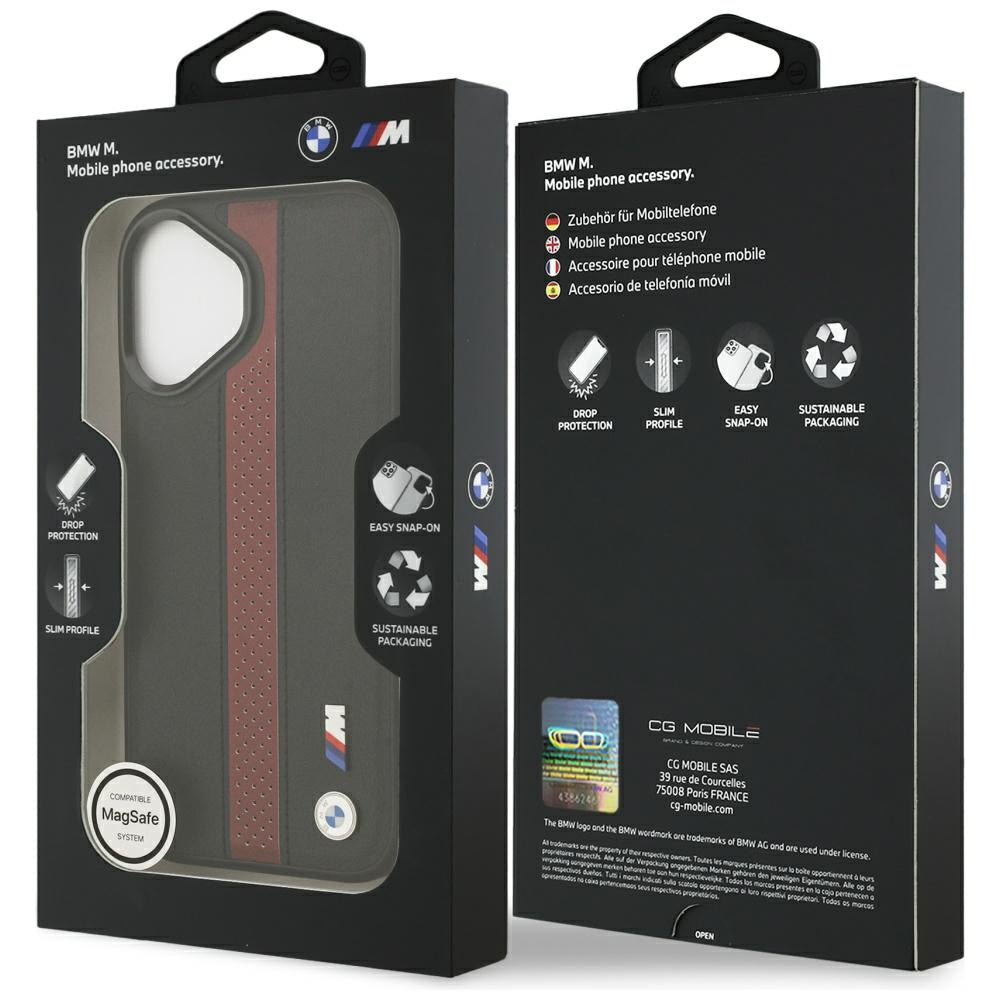 BMW M Perforeret Stripe Logo MagSafe Case til iPhone 17 - Rød