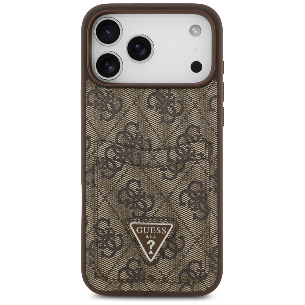 Guess 4G Nauble Card Triangle Case til iPhone 17 Pro Max - Brunt