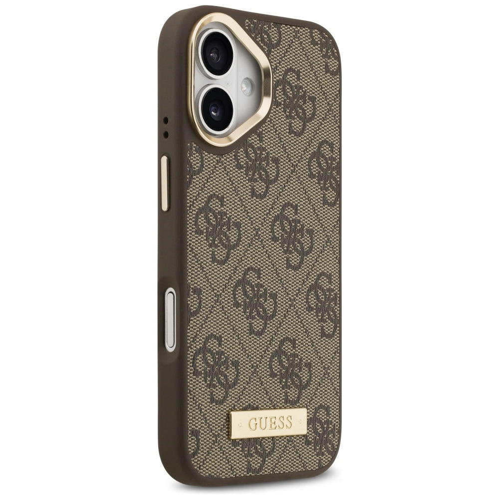 Guess 4G Logo Plate MagSafe-hylster til iPhone 17 - brun