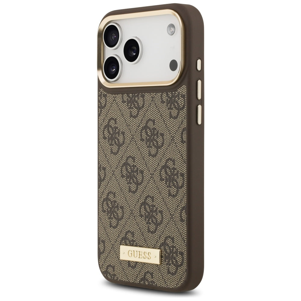 Guess 4G Logo Plate MagSafe Case for iPhone 17 Pro Max - Brown