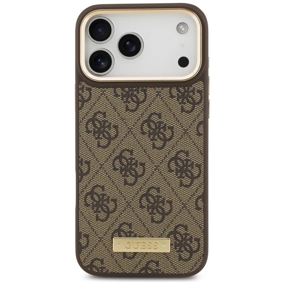 Guess 4G Logo Plate MagSafe Case for iPhone 17 Pro Max - Brown