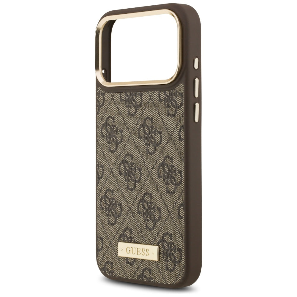 Guess 4G Logo Plate MagSafe Case til iPhone 17 Pro Max - Brunt
