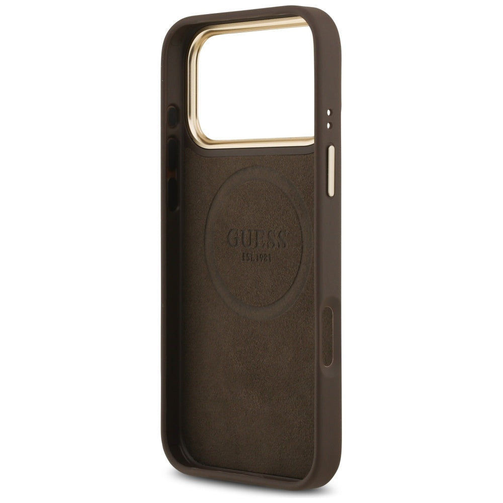 Guess 4G Logo Plate MagSafe Case til iPhone 17 Pro Max - Brunt