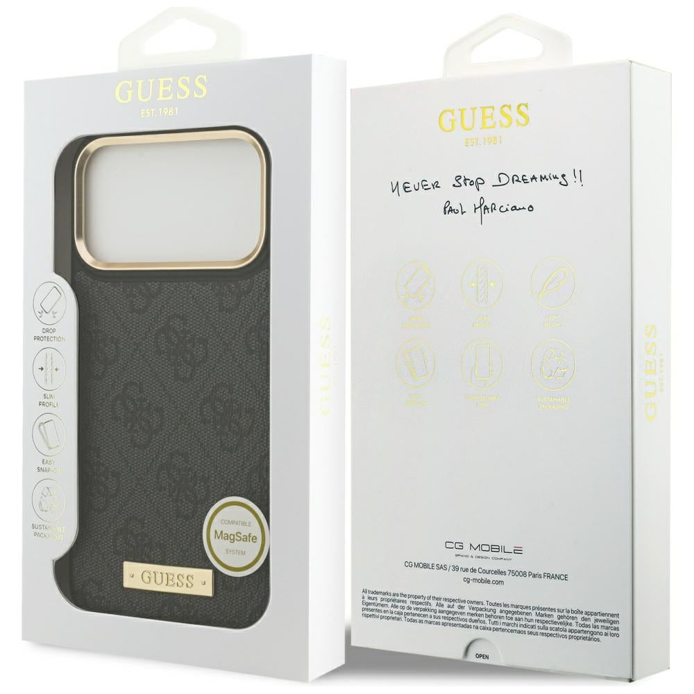 Guess 4G Logo Plate MagSafe Case til iPhone 17 Pro Max - sort