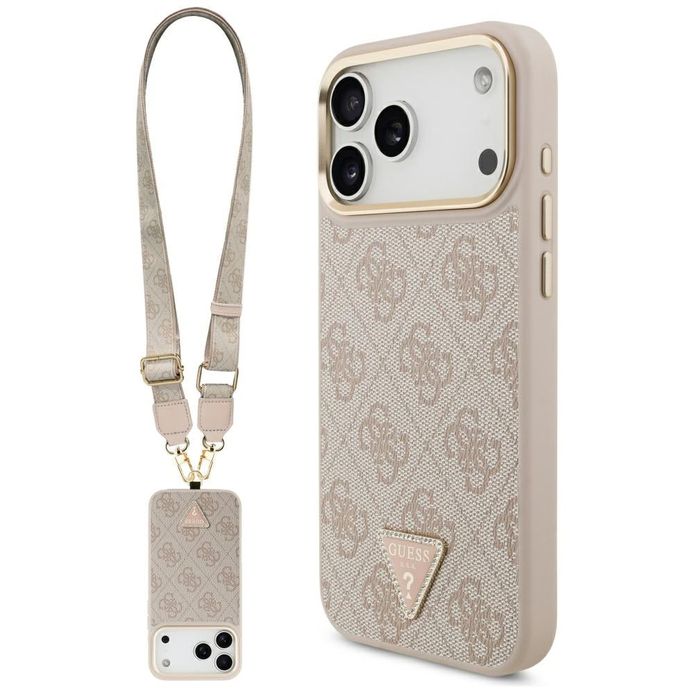 Guess 4G Triangle Logo & Big Strap Metal Buttons MagSafe Case til iPhone 17 Pro Max - Pink