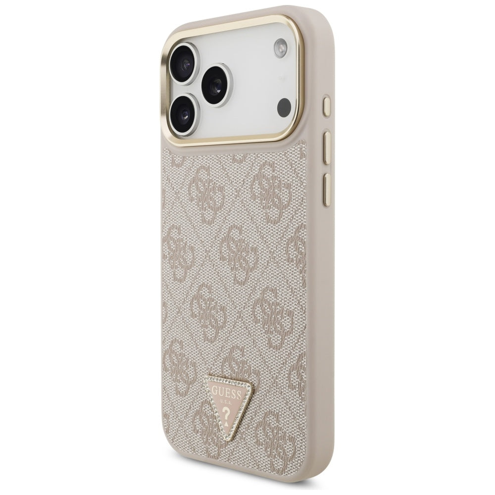 Guess 4G Triangle Logo & Big Strap Metal Buttons MagSafe Case til iPhone 17 Pro Max - Pink