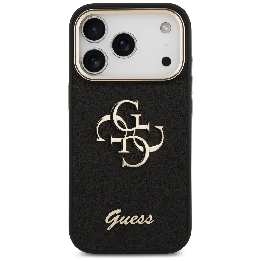 Guess Fixed Glitter Big 4G Metal Frame Case til iPhone 17 Pro - sort