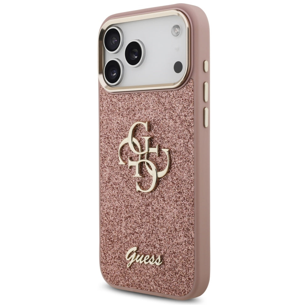 Guess Fixed Glitter Big 4G Metal Frame Case til iPhone 17 Pro Max - Pink