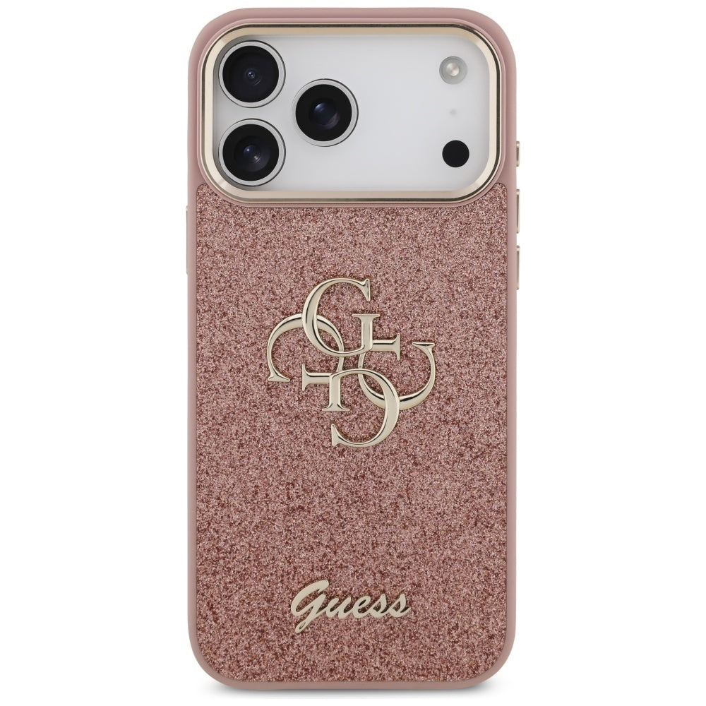 Guess Fixed Glitter Big 4G Metal Frame Case til iPhone 17 Pro Max - Pink