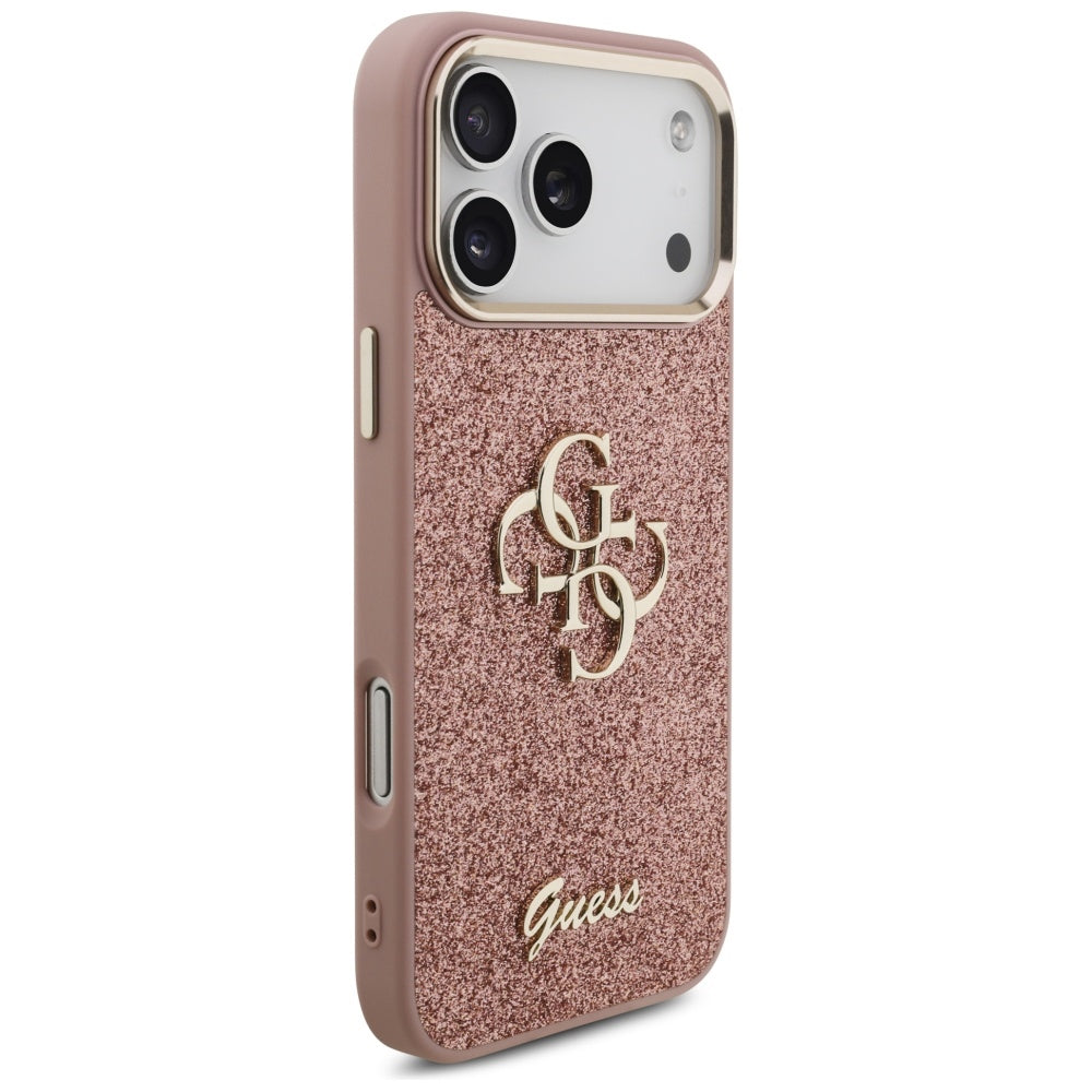 Guess Fixed Glitter Big 4G Metal Frame Case til iPhone 17 Pro Max - Pink