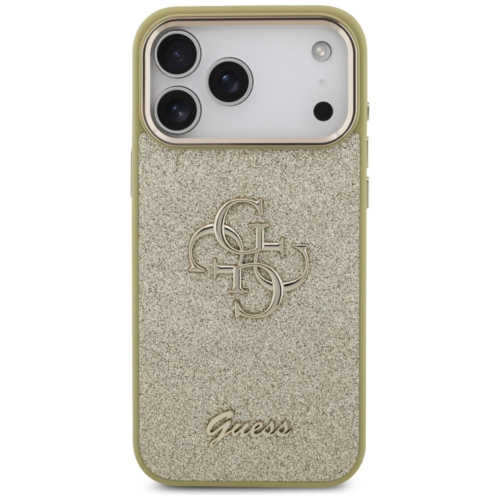 Guess Fixed Glitter Big 4G Metal Frame Case til iPhone 17 Pro Max - guld