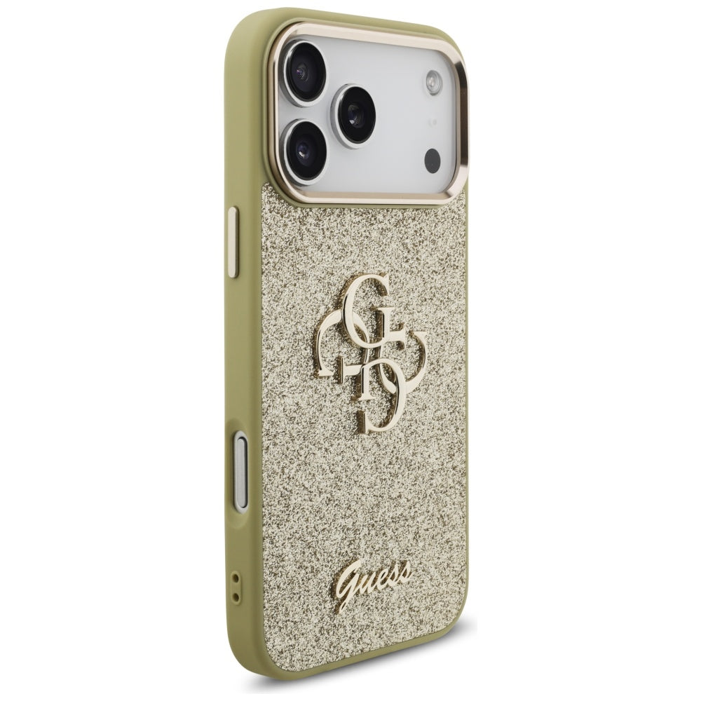 Guess Fixed Glitter Big 4G Metal Frame Case til iPhone 17 Pro Max - guld