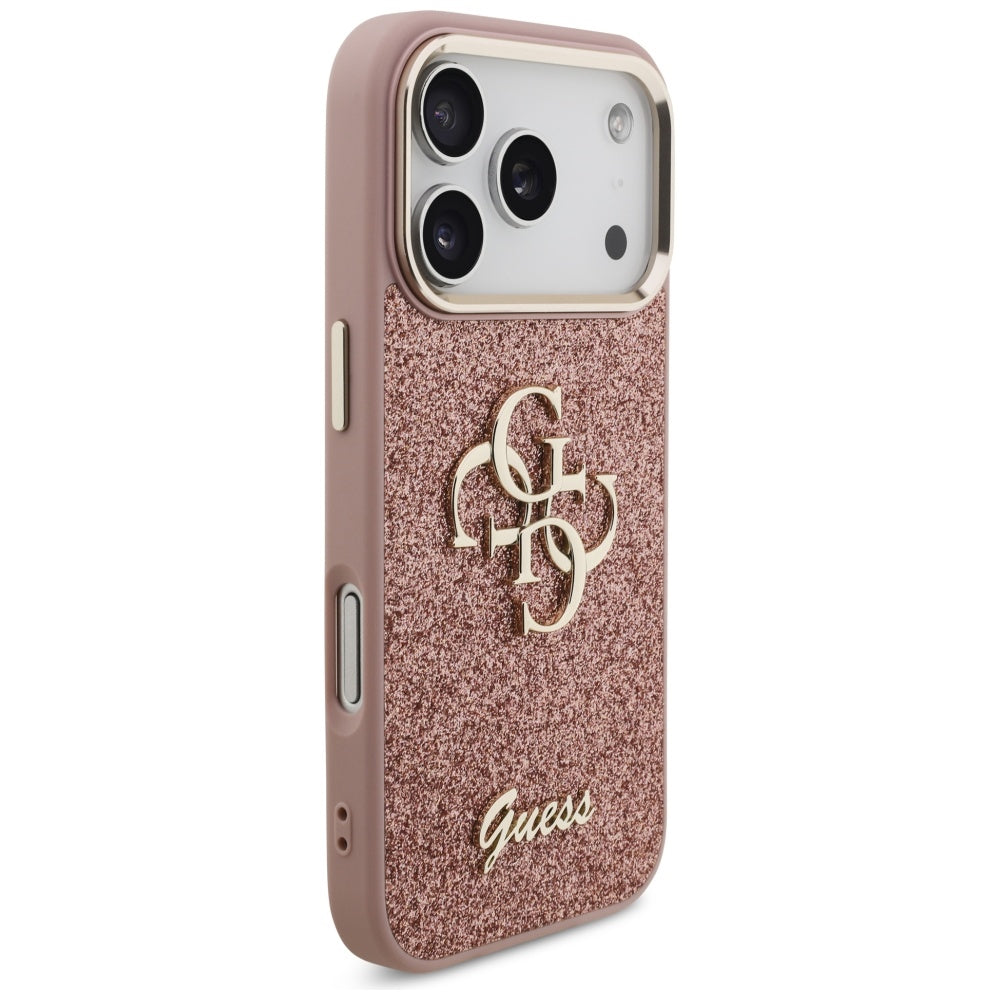 Guess Fixed Glitter Big 4G Metal Frame Case til iPhone 17 Pro - Pink