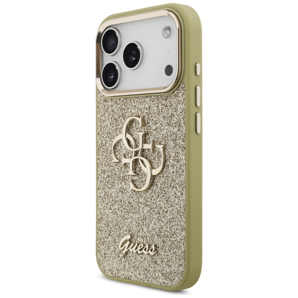 Guess Fixed Glitter Big 4G Metal Frame Case til iPhone 17 Pro - guld