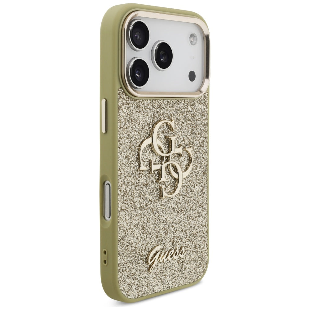 Guess Fixed Glitter Big 4G Metal Frame Case til iPhone 17 Pro - guld