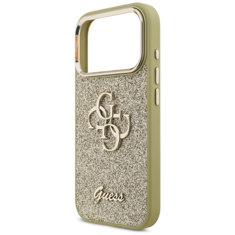 Guess Fixed Glitter Big 4G Metal Frame Case til iPhone 17 Pro - guld